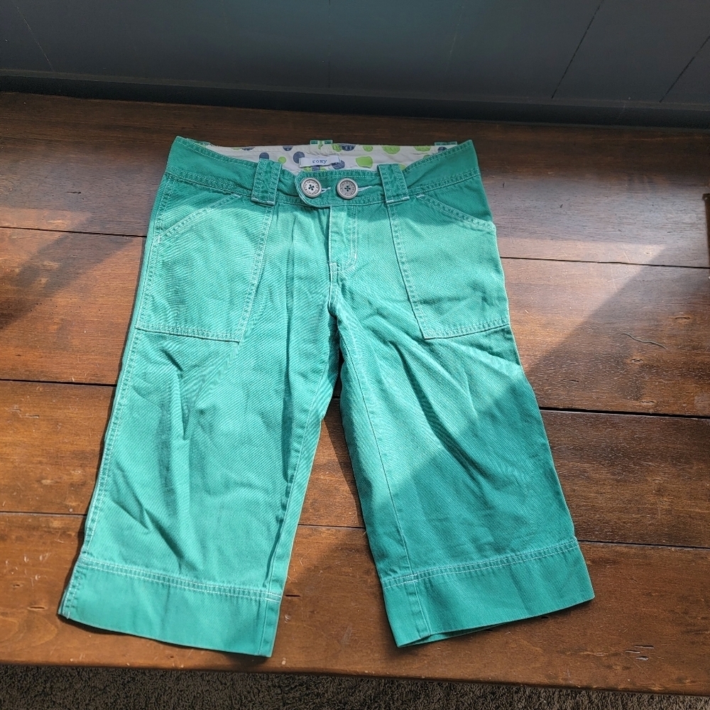y2k Roxy Bermuda Shorts Green Low Rise 7 Beachy Surfer Skater Girl